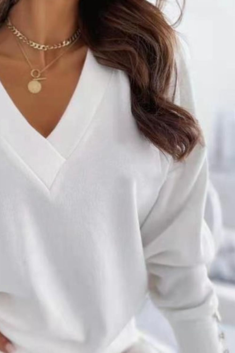 V-Neck Long Sleeve Sweatshirt